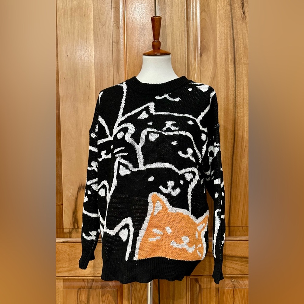 Roven Dino - Knit Cat Sweater - Unisex - est size L/XL